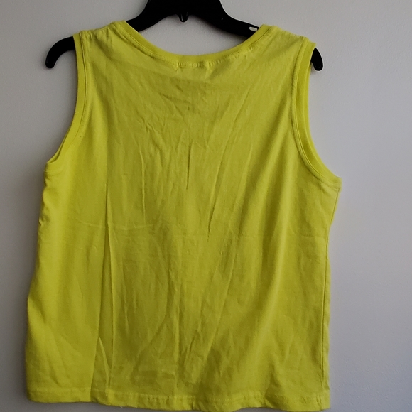 Chartreuse Sleeveless Cotton Tee Size L NWT - Picture 3 of 4